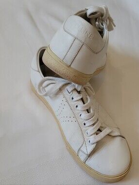 Celine White Leather Low-Top Sneakers with Cream Sole